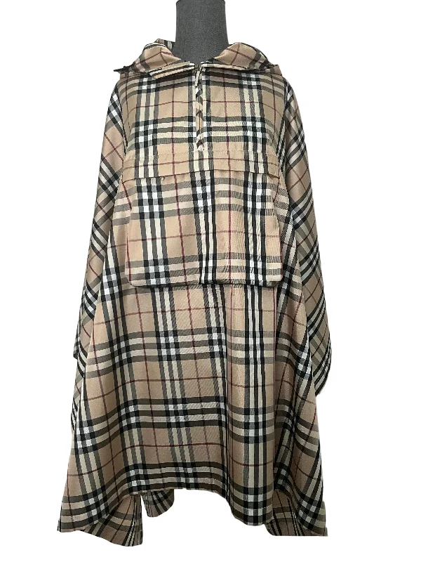 Burberry Nova Check Hooded Poncho Hoodie with Puffed Sleeves Voluminous Trendy