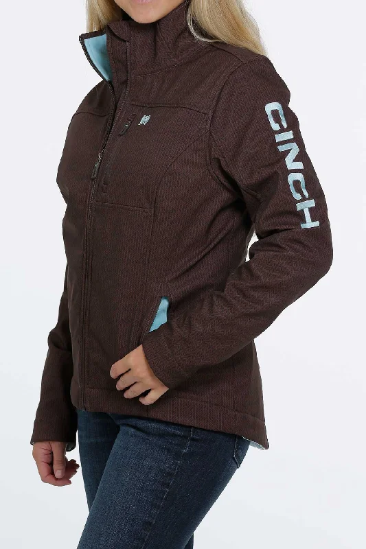 CINCH BROWN CONCEALED CARRY BONDED JACKET Tiered Jacket Buttoned Jacket Zippered Jacket