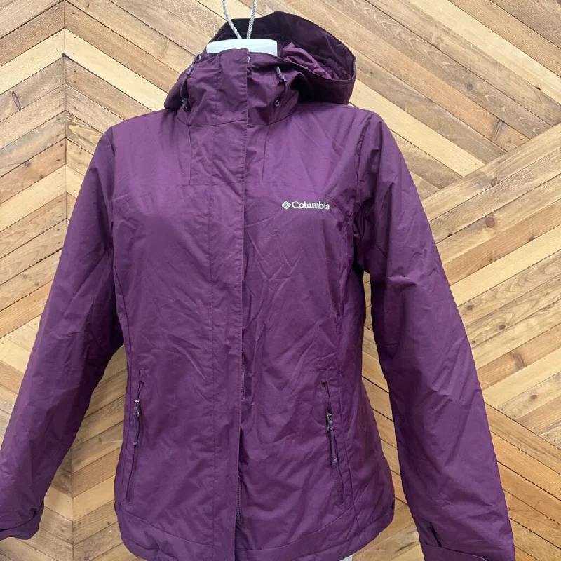 Columbia - Women's Insulated Jacket - MSRP $220: Maroon/Burgundy-women-LG One-Shoulder Jacket Off-the-Shoulder Jacket Asymmetrical Jacket