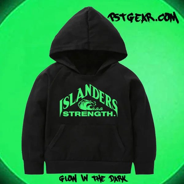 Islanders Strength Glow Hoodies Glow in the Dark Hoodie with Applique Textured Unique