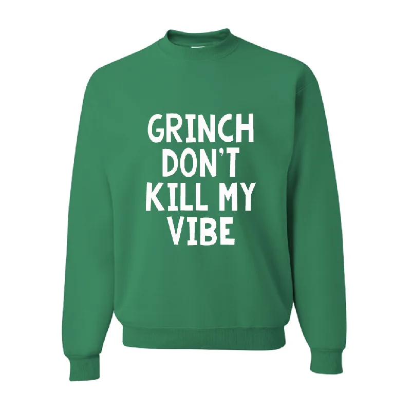 Grinch Don't Kill My Vibe Green Christmas Pullover Sweatshirt Hoodie with Camouflage Military Edgy