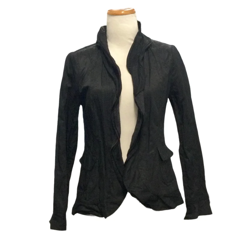 DEVERNOIS BLACK JACKET -M A-Line Jacket Boat Neck Shawl Collar