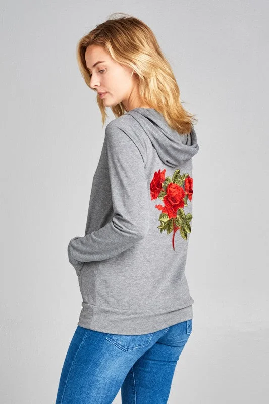 Rose patch hoodie Hoodie with Monochrome Minimalist Simple