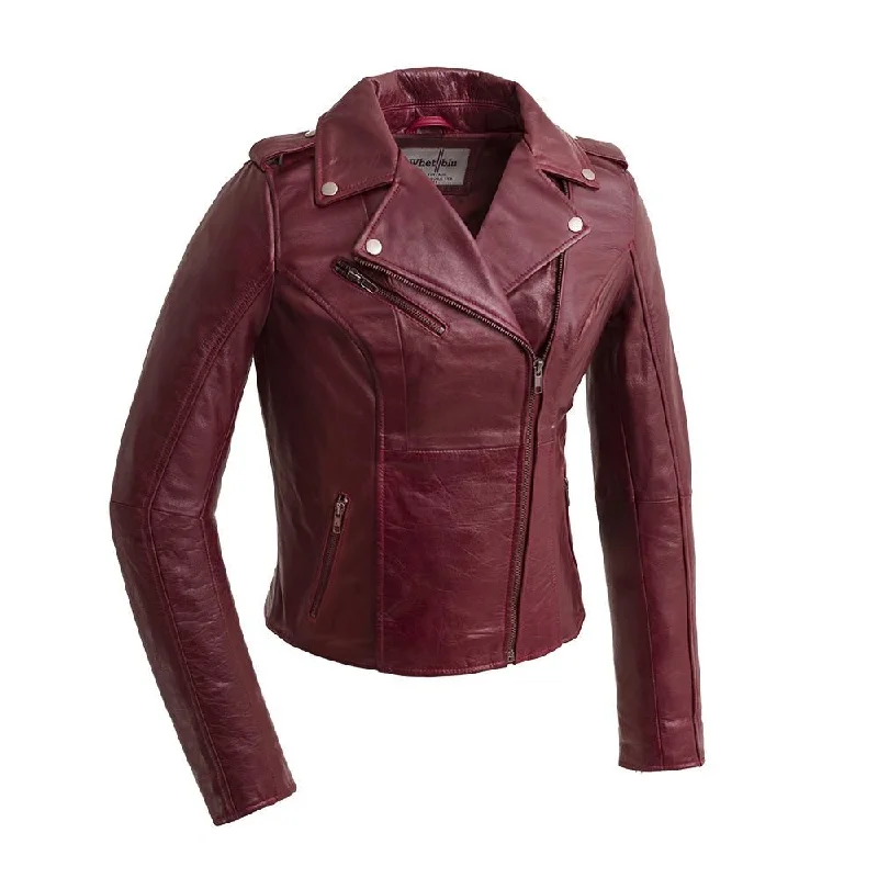 First Manufacturing Abigail Leather Jacket (Oxblood) Striped Jacket Polka Dot Jacket Floral Jacket