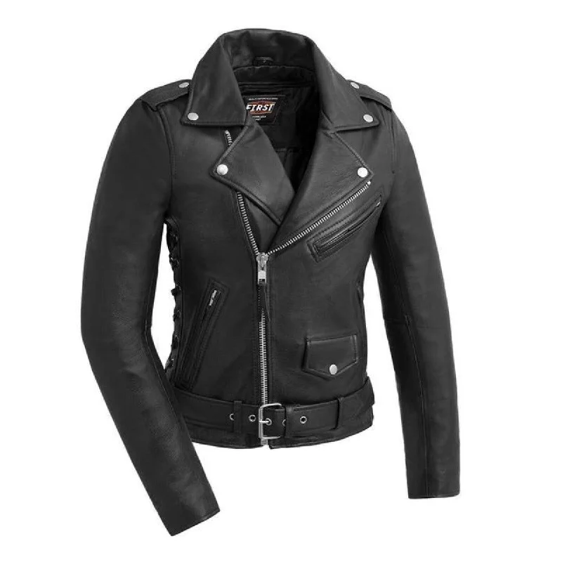 First Manufacturing Popstar - Women's Motorcycle Leather Jacket Nylon Fabric Polyester Fabric Spandex Fabric