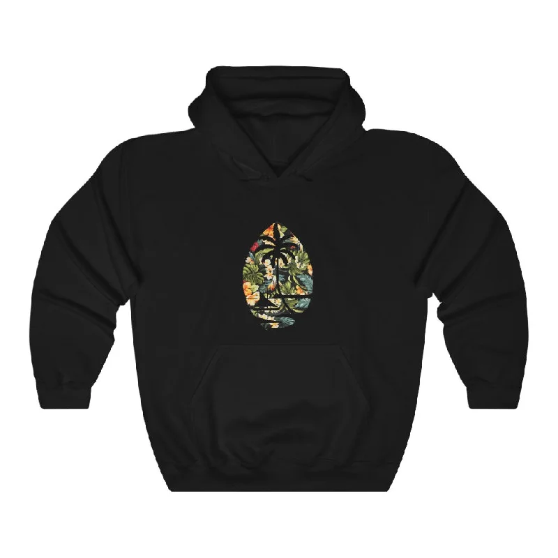 Floral Guam Unisex Heavy Blend™ Hooded Sweatshirt Hoodie with Rolled Sleeves Casual Relaxed