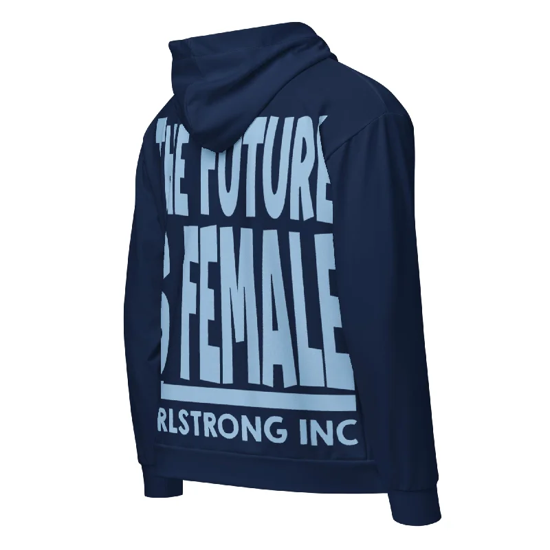 GS GRAPHIX ZIP HOODIE NAVY - THE FUTURE IS FEMALE Cotton Hoodie Fleece Lining Warmth