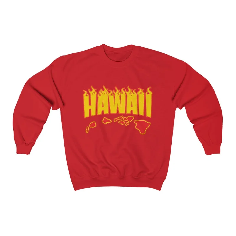 Hawaii Fire Unisex Heavy Blend™ Crewneck Sweatshirt Hoodie with Hem Drawcord Adjustable Customizable