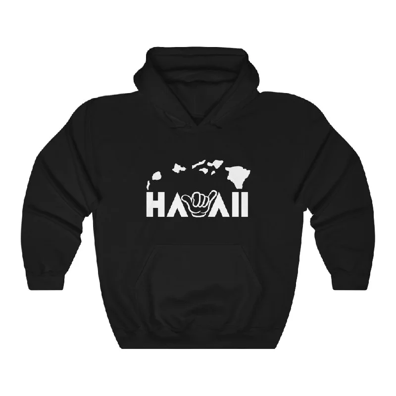 Hawaii Shaka Unisex Heavy Blend™ Hooded Sweatshirt Hoodie with Hem Raw Edge Edgy Unfinished