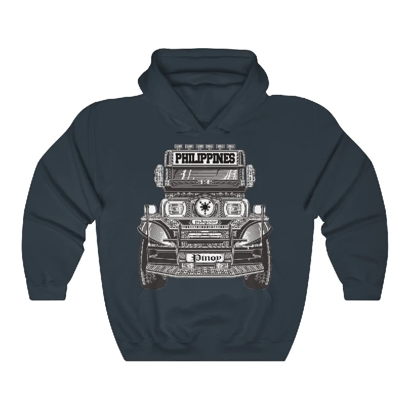 Jeepney Philippines Unisex Heavy Blend™ Hooded Sweatshirt Hoodie with Metallic Shiny Futuristic