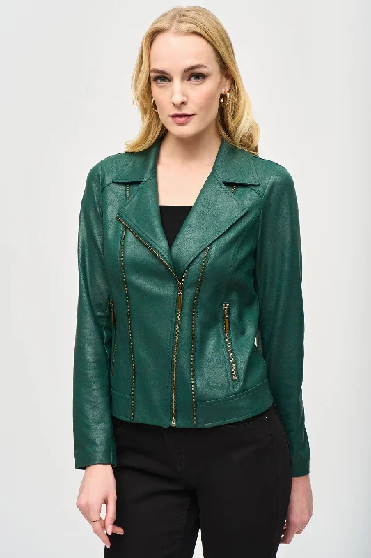 Joseph Ribkoff 243905 Absolute Green Faux Leather Jacket Denim Jacket Leather Jacket Suede Jacket