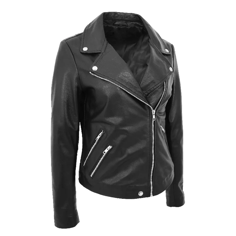 Ladies Real Leather Jacket Zip Fasten Fitted Biker Style Coat Sadie Black Denim Jacket Leather Jacket Suede Jacket