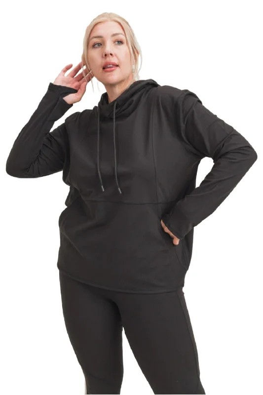 Mono B Long Sleeve Hoodie AT8044 Plus Too Hoodie Dress Longline Feminine