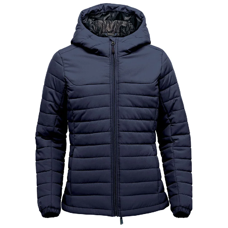 Stormtech Women's Navy Nautilus Quilted Hoody Hoodie with Hidden Zipper Minimalist Clean