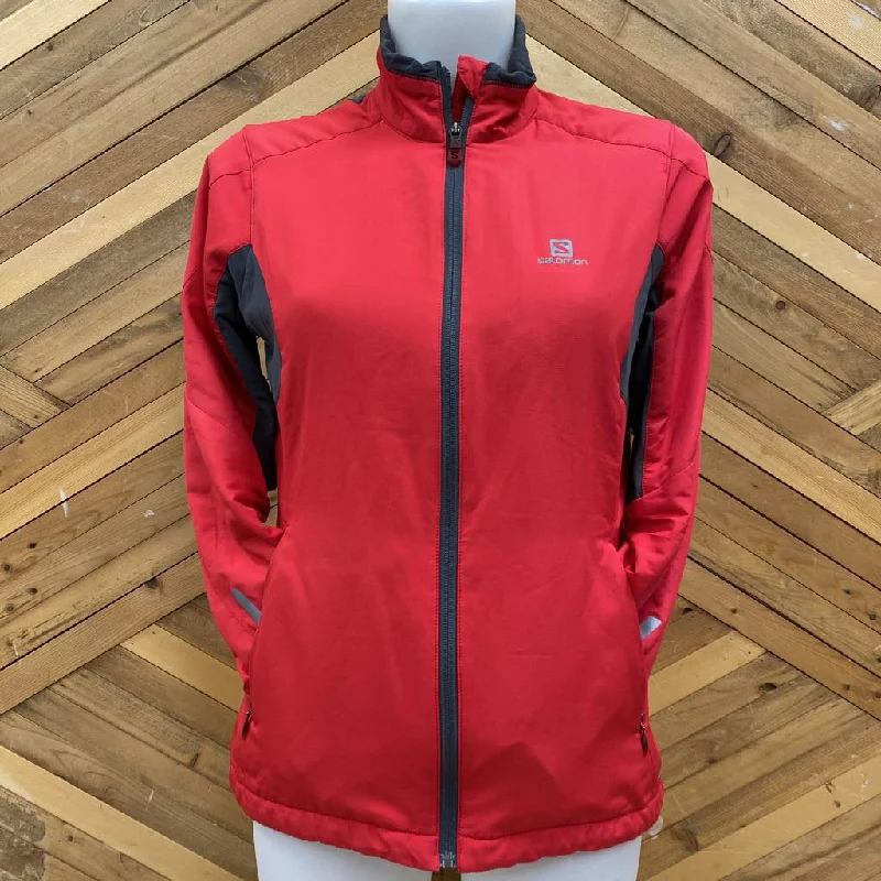 Salomon - Women's Zip Jacket - MSRP compared $130: Red/Grey-women-SM Cotton Fabric Linen Fabric Terry Fabric