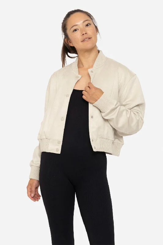 Suede Bomber Jacket Welt Pockets Slit Pockets Flap Pockets