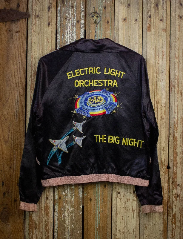 Vintage Electric Light Orchestra The Big Night Satin Tour Jacket 1978 Black and Pink Small Elasticated Jacket Padded Jacket Insulated Jacket