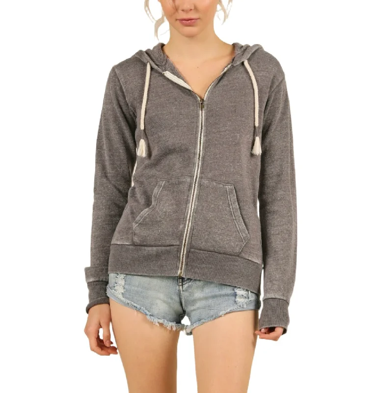 Vintage Havana/Ocean Drive Burnout Burnout Zip Hoodie OD1479 Steel Grey Hoodie with Full-Zip Functional Layering