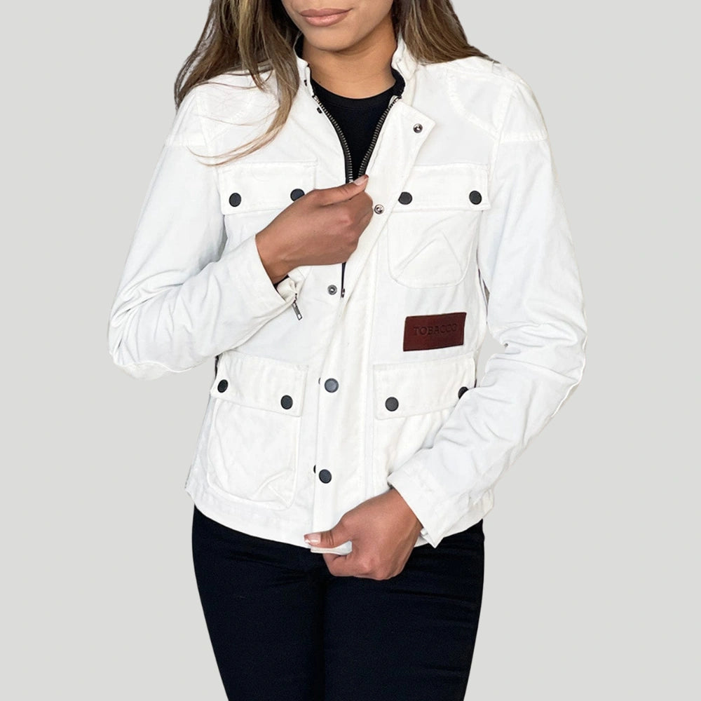 Women's McCoy Jacket - White Mesh Jacket Canvas Jacket Denim Jacket