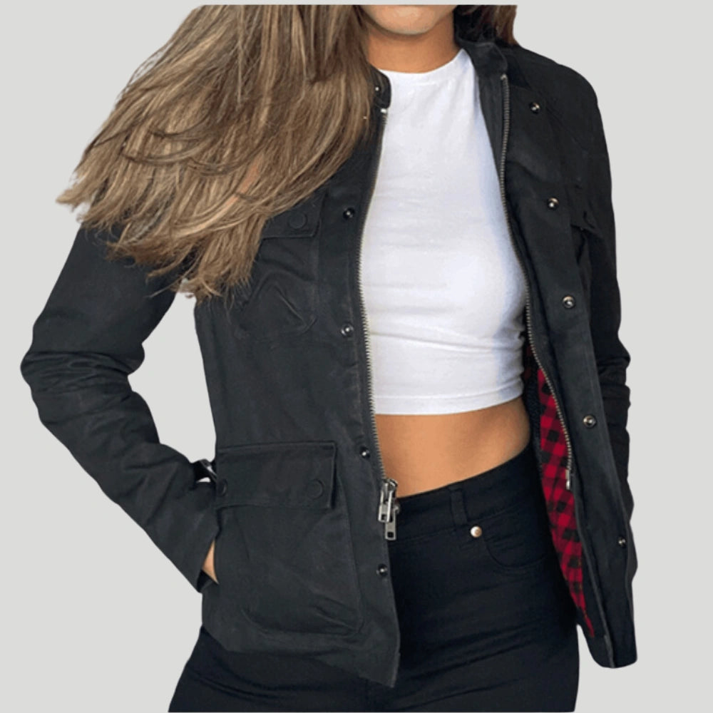 Women's McCoy Jacket - Black Front Pockets Side Pockets Patch Pockets