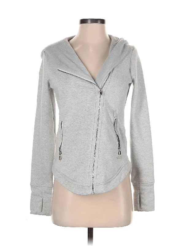 Zip Up Hoodie Hoodie with Longline Fit Extended Stylish