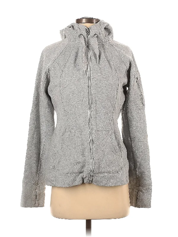 Zip Up Hoodie Hoodie with Ribbed Hem Stretchable Secure