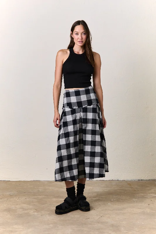 COLEEN PLAID SKIRT / VETTE high slit skirt