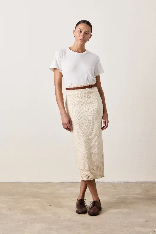 MARIE KNIT SKIRT / CREAM leather skirt refined