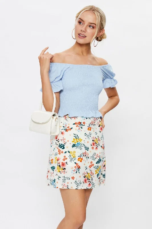 Print Front Split Mini Skirt midi skirt versatile