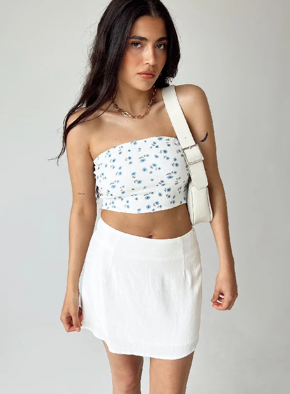 Selby Mini Skirt White Petite patchwork skirt art