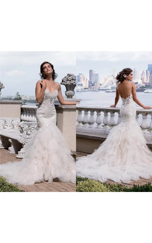 Sexy Beaded Mermaid Sweetheart Sleeveless Bridal Gown With Tulle Skirt-713671 flowy skirt hem