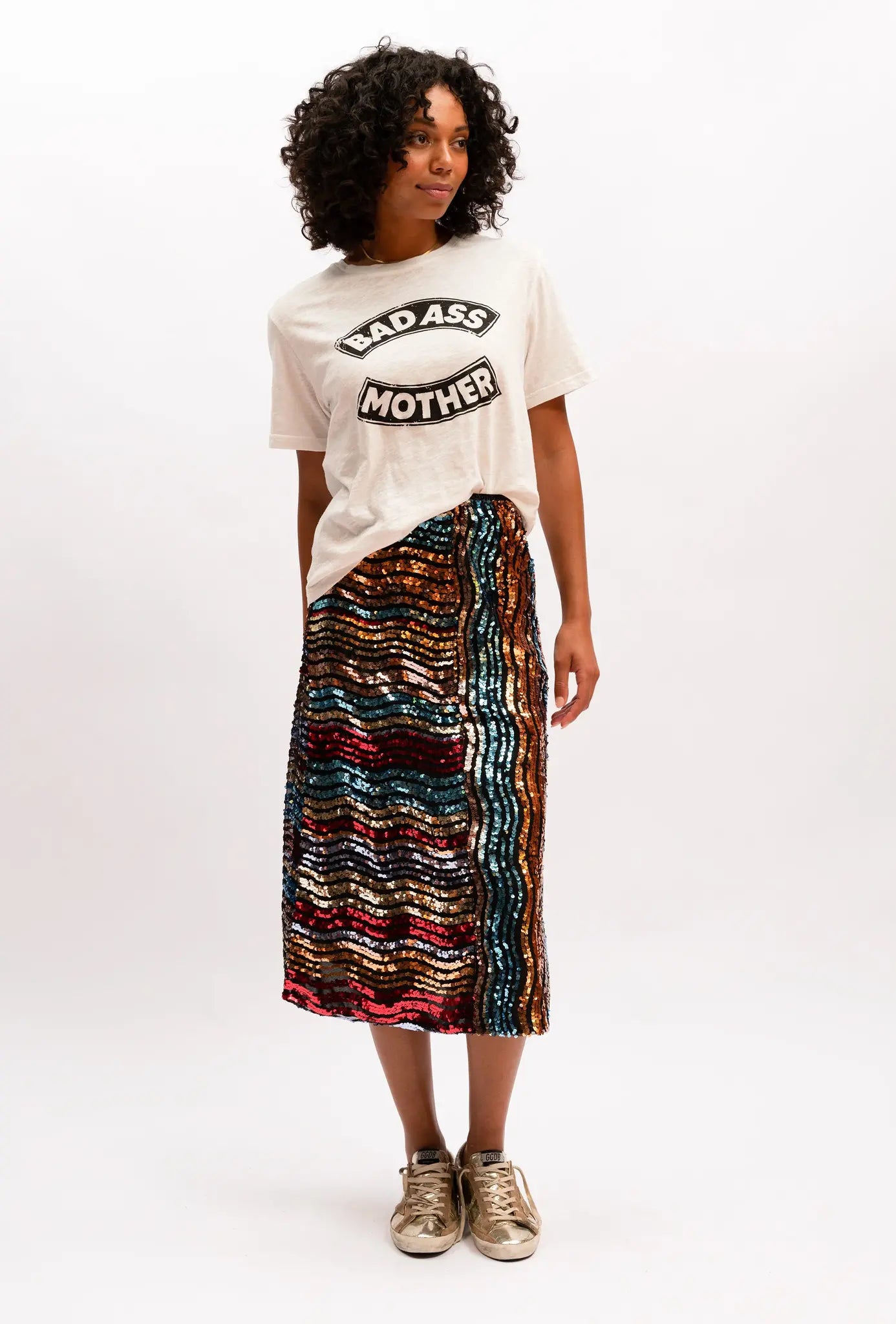 We Are The Others Sonia Sequin Skirt | Multi high waist skirt