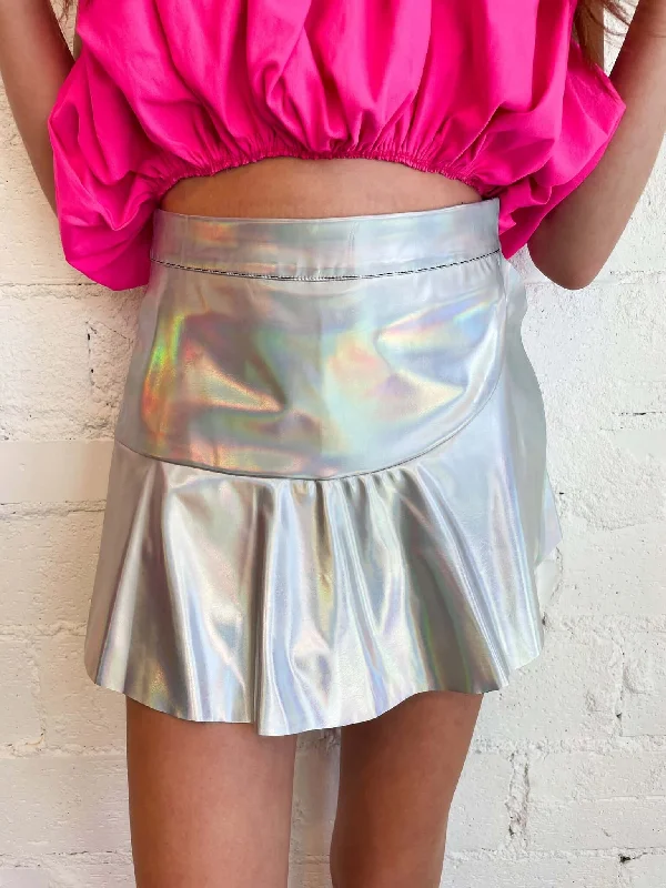 Stunning Arrival Wrap Front Metallic Skort seamless skirt comfort