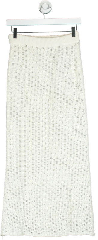 White KNit Midi Skirt UK ONESIZE silk skirt elegant