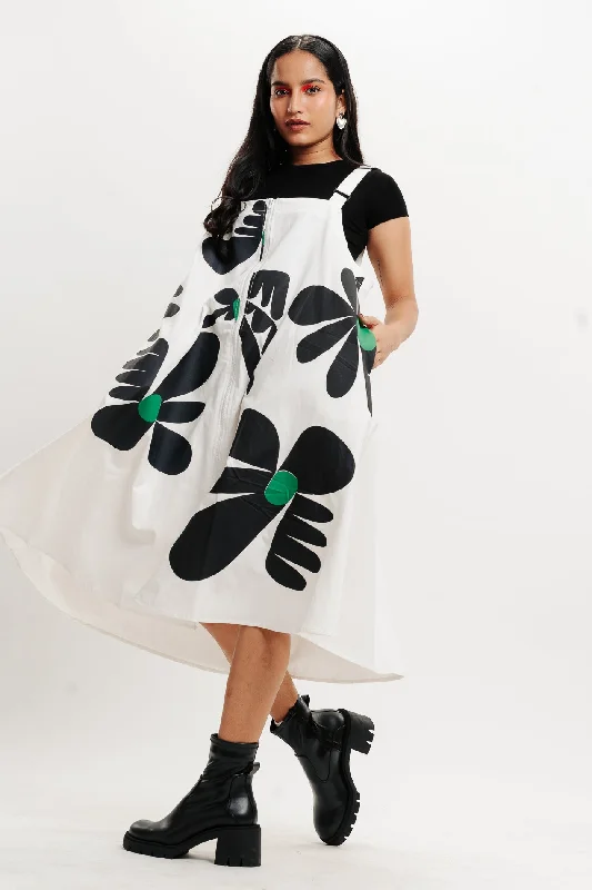 White Printed Dungaree Skirt cashmere skirt fine