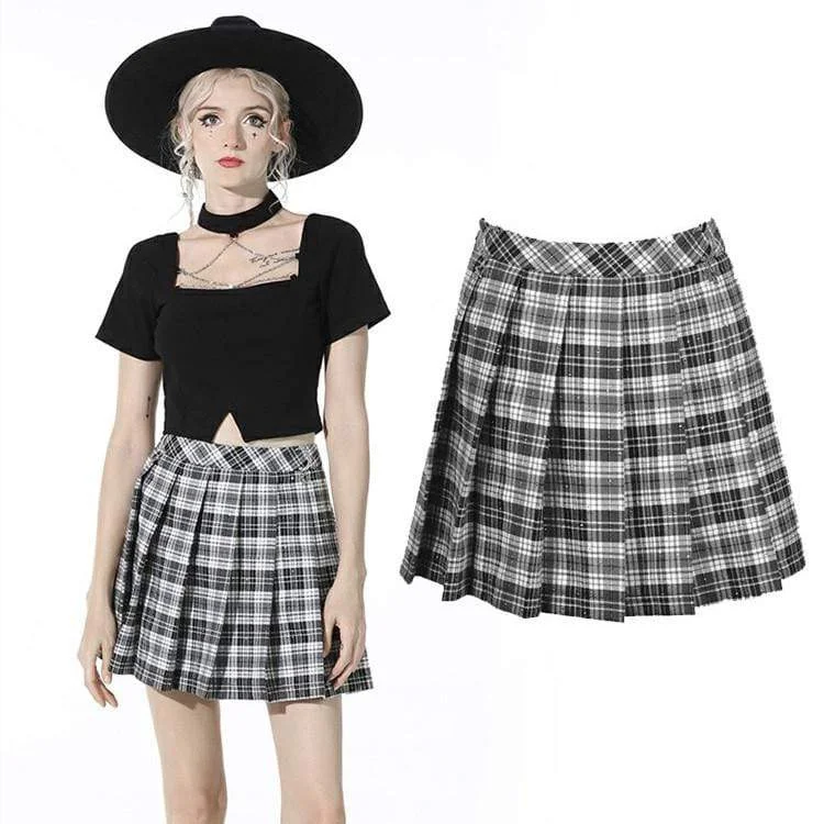 Women's Gothic Plaid Pleated Short Skirt pleated skirt texture