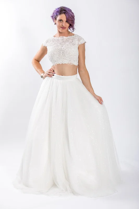 Tulle Ball Gown Skirt with Sequin Underlay - #1182A satin skirt smooth