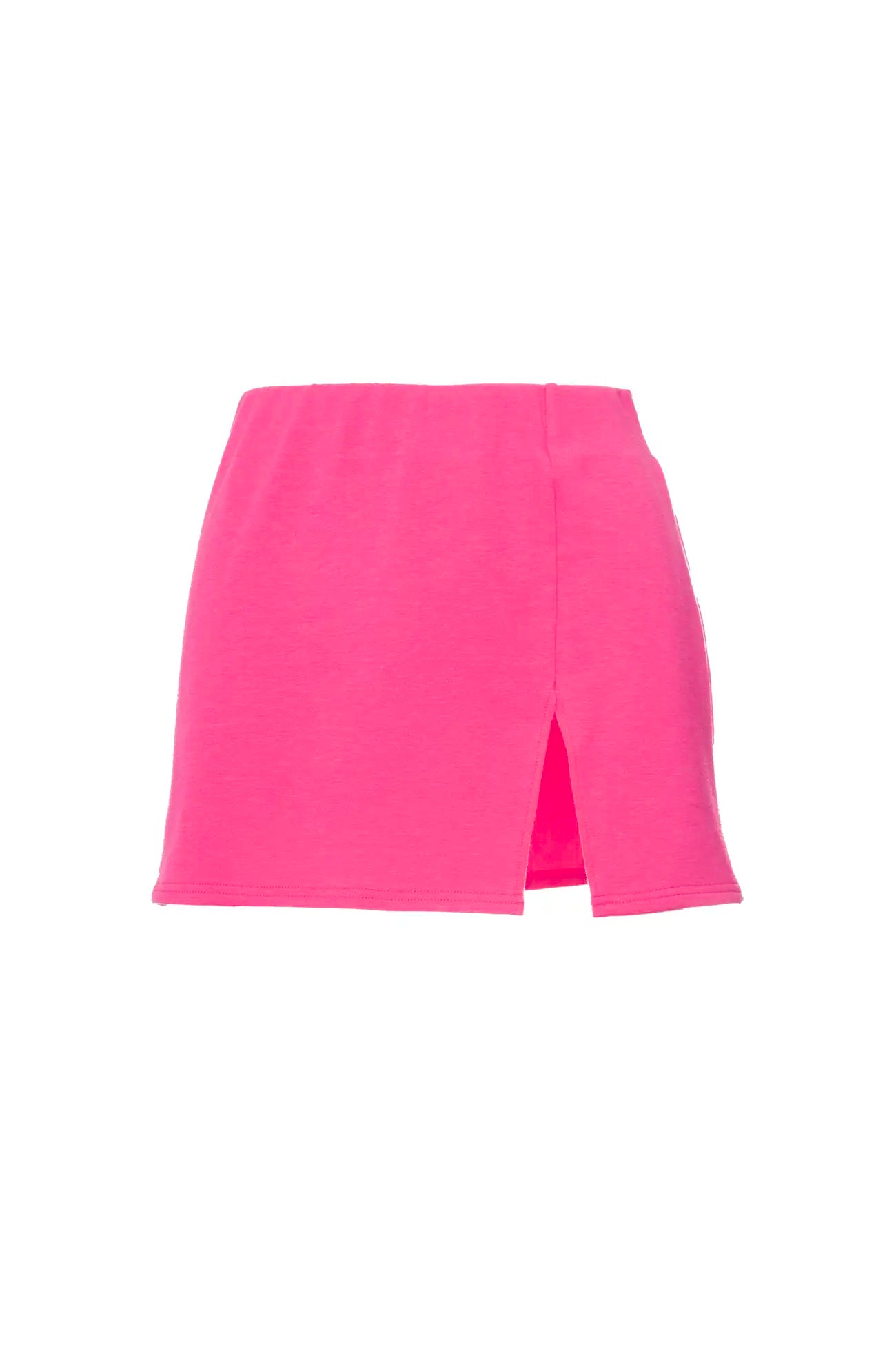 Front Slit Mini Skirt in Fuchsia corduroy skirt cozy