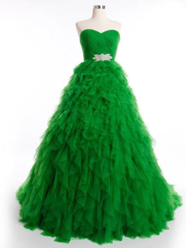 Green Strapless Ball Gown Tulle Ball Gown with Ruffle Skirt | RS3012 denim skirt durable