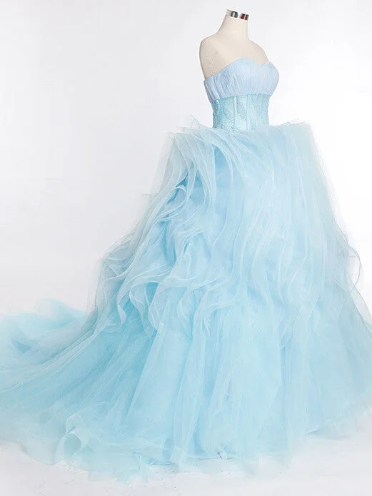 Ice Blue Strapless Formal Prom Beauty Pageant Ball Gown With Ruffle Skirt | RS3013 maxi skirt elegant