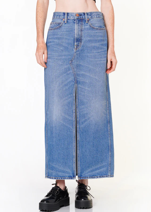 Jackie Classic Denim Maxi Skirt wool skirt warm