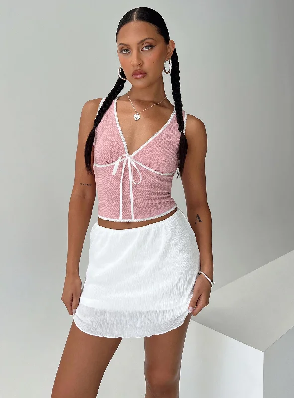 Kennedie Mini Skirt White satin skirt smooth