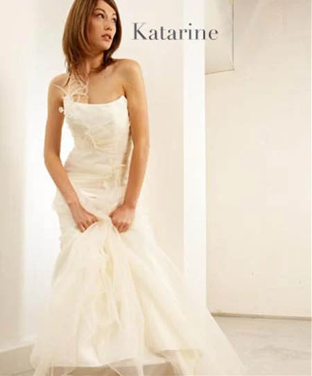 Lambert creations  'Katherine' sample organza strapless bustier & skirt linen skirt natural