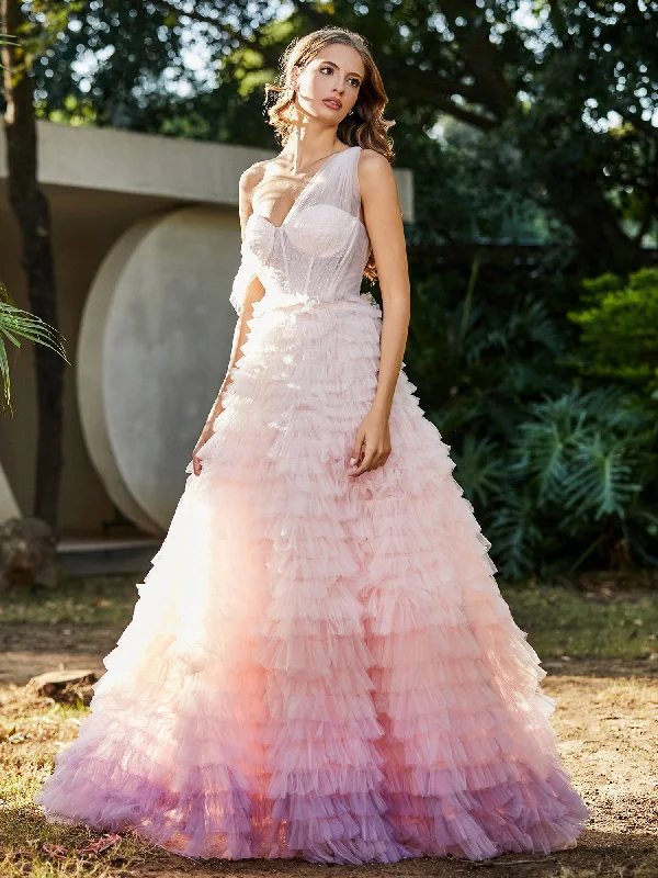 One Shoulder Flowy Ruffle Skirt Tulle Ball Gown Pink denim skirt classic